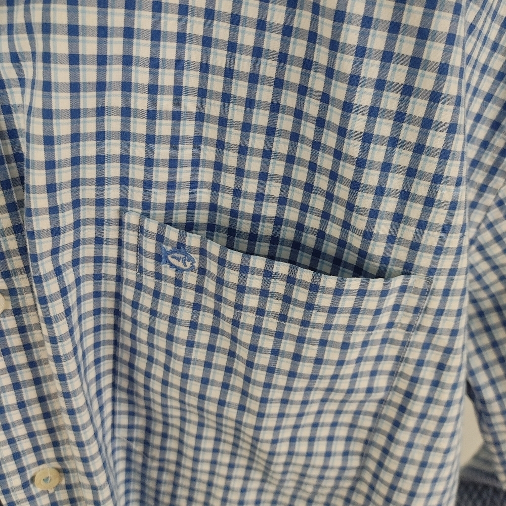 Southern Tide Blue Check Button Down Shirt - Size XXL - Picture 7 of 10